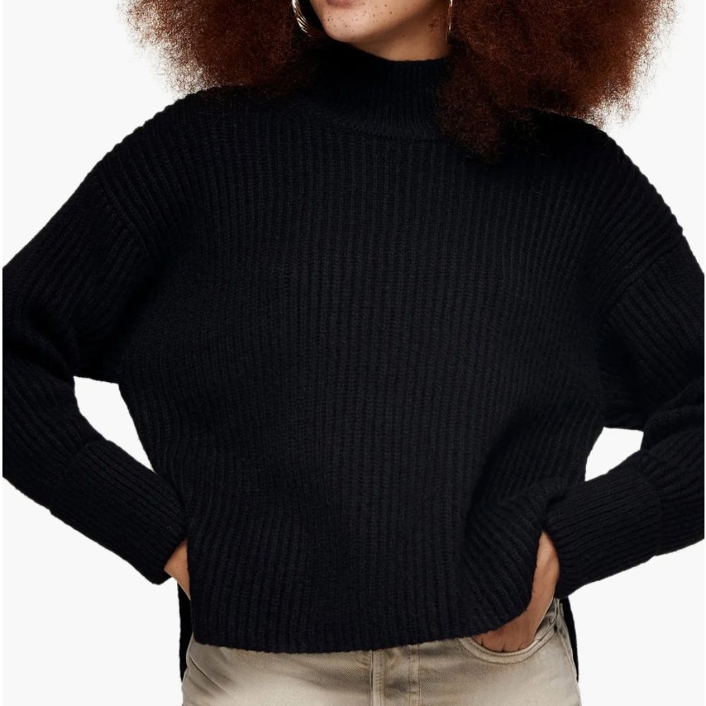Topshop Mock Neck Crop Sweater - S